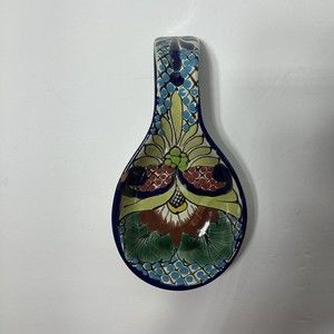 Talavera Ceramic Spoon Rest 10” Mexico Pottery Hand Painted